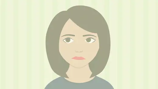 Cartoon of a woman with a concerned expression.