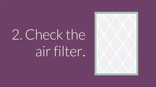 This slide encourages the user to check their air filter.