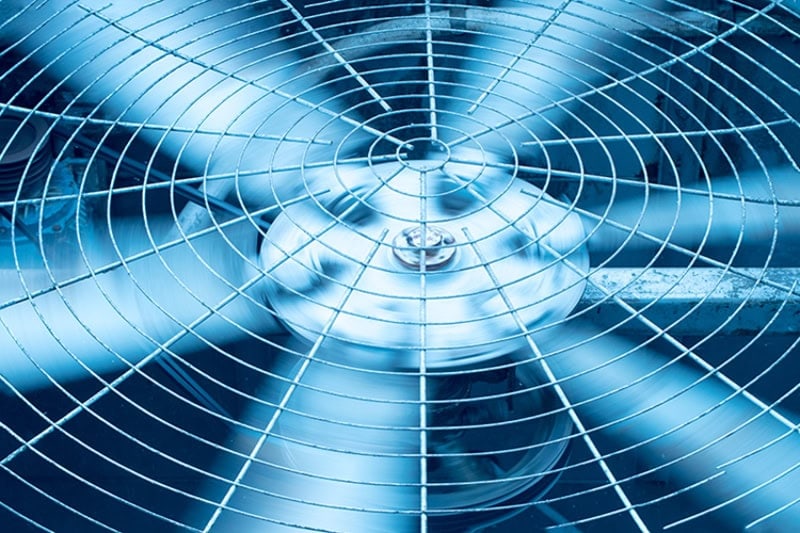 Close-up of an air conditioner fan.