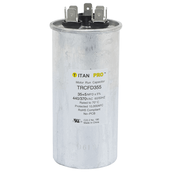 Packard TITAN PRO RUN CAPACITOR 35+5 MFD 440/370 VOLT ROUND